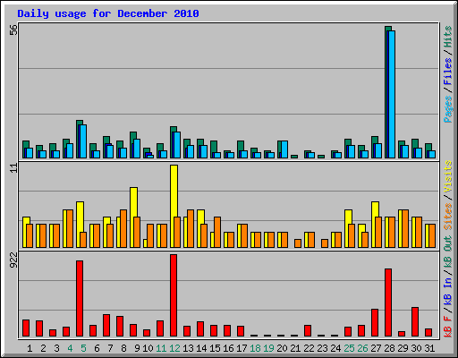 Daily usage for December 2010